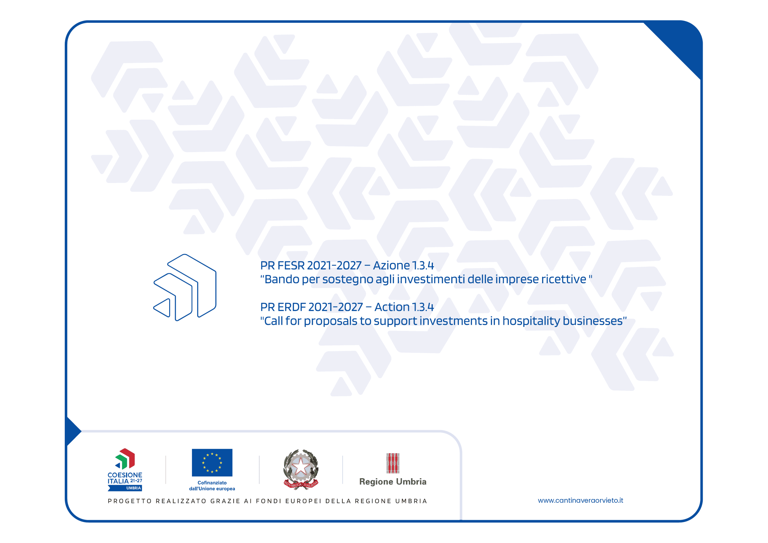 PR FESR 2021-2027 - Bando per sostegno agli investimenti delle imprese ricettive - Regione Umbria